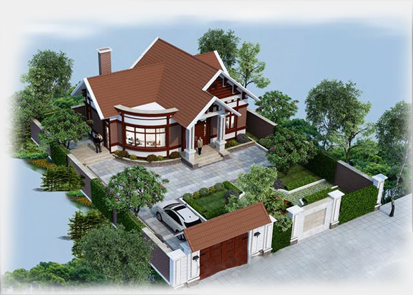 Biệt thự nhà vườn 1 tầng mái nhật 3 phòng ngủ đẹp nhất Yên Bái (CĐT: